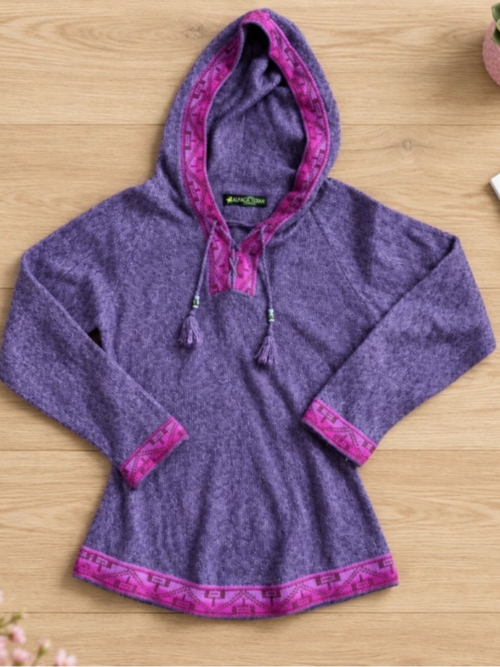 Alpacaland 100% Alpaca Wool Hooded Knit Sweater Made in Peru